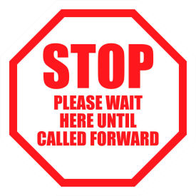 Ergomat Llc DSV-SIGN 144-SD-L Stop Please Wait Here Until Called Forward Sign, 12 Round, Vinyl Adhesive image.